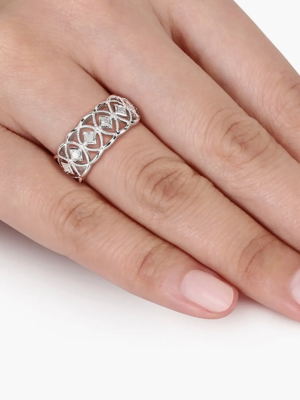 NWB DELMAR Sterling Silver Diamond Cutout Ring - 0.10ct.